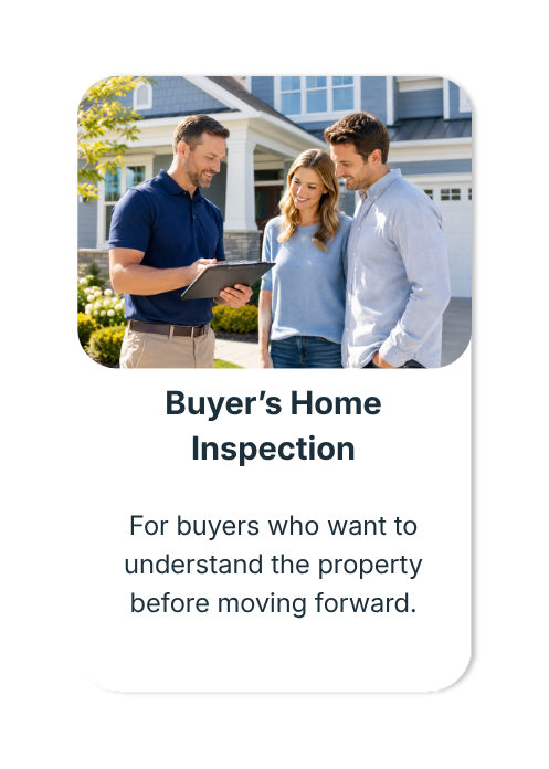 Buyer’s home inspection service card