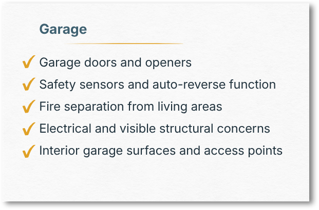 Garage inspection checklist card