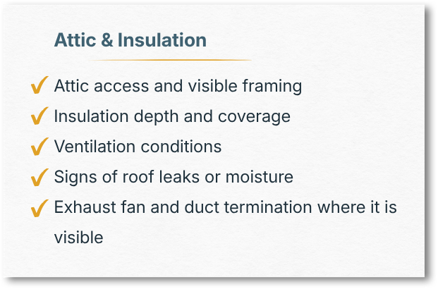 Attic and insulation inspection checklist card